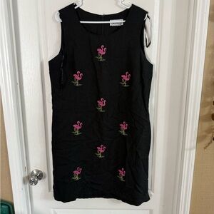 Ultra Dress Women’s Black Embroidered Flamingo Dress Sz XL. MH-203